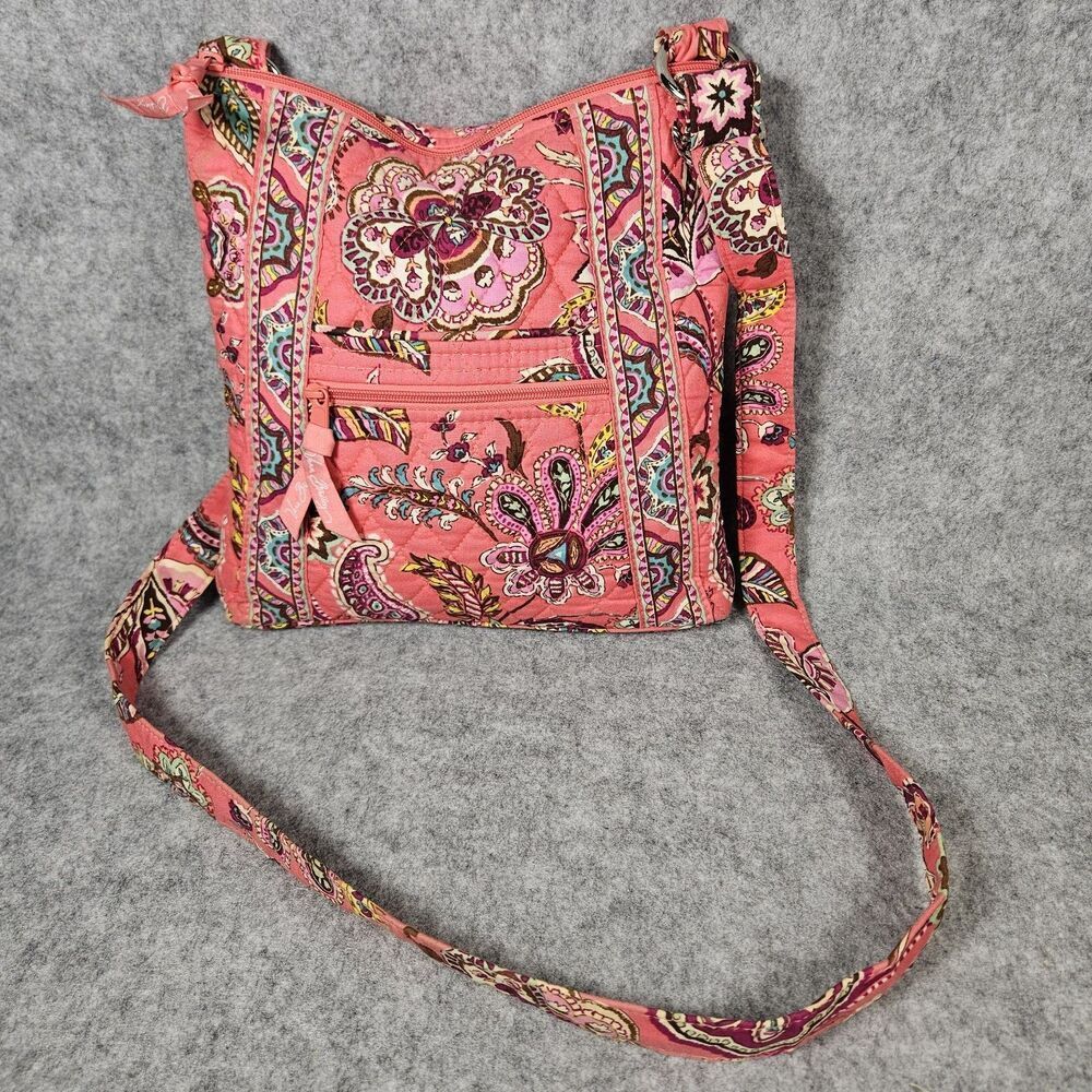 Vera Bradley Call Me Coral Pink Paisley Crossbody Bag Purse Preppy Coquette